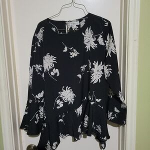 Chrysanthemum Floral-Print Peplum Neiman Marcus Blouse